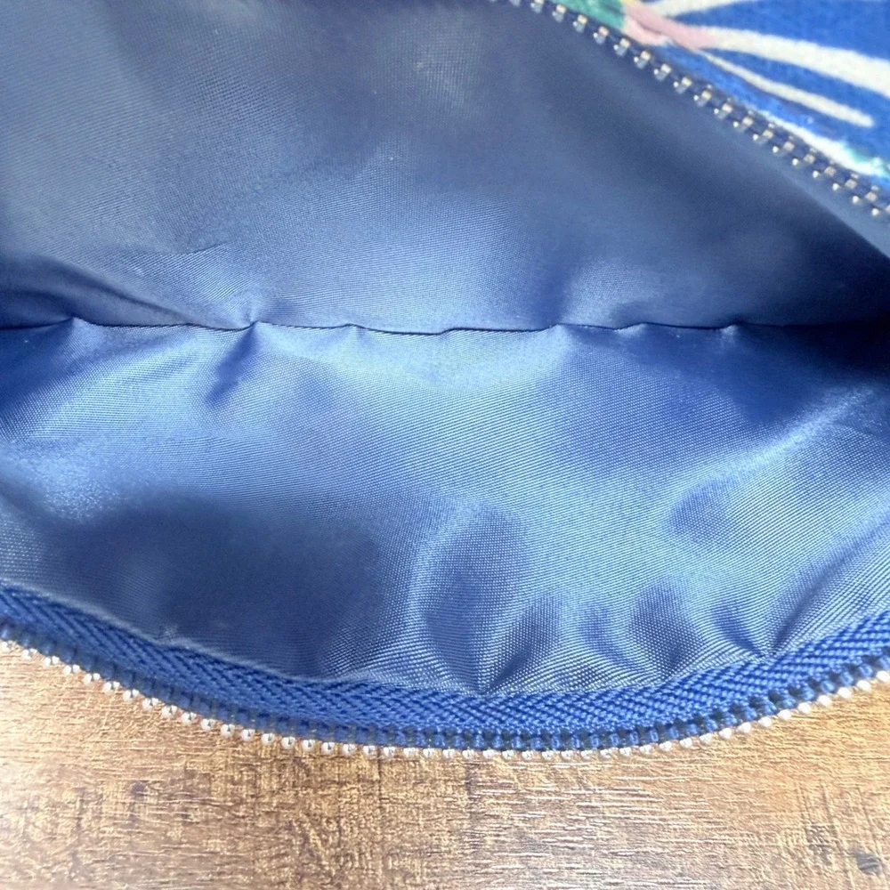 NWT‎ Vera Bradley Moonlight Garden Canvas Pencil Pouch 3 Ring Binder Case Blue